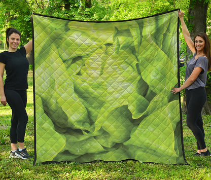 Green Lettuce Leaves Print Quilt