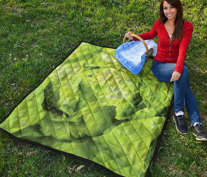 Green Lettuce Leaves Print Quilt