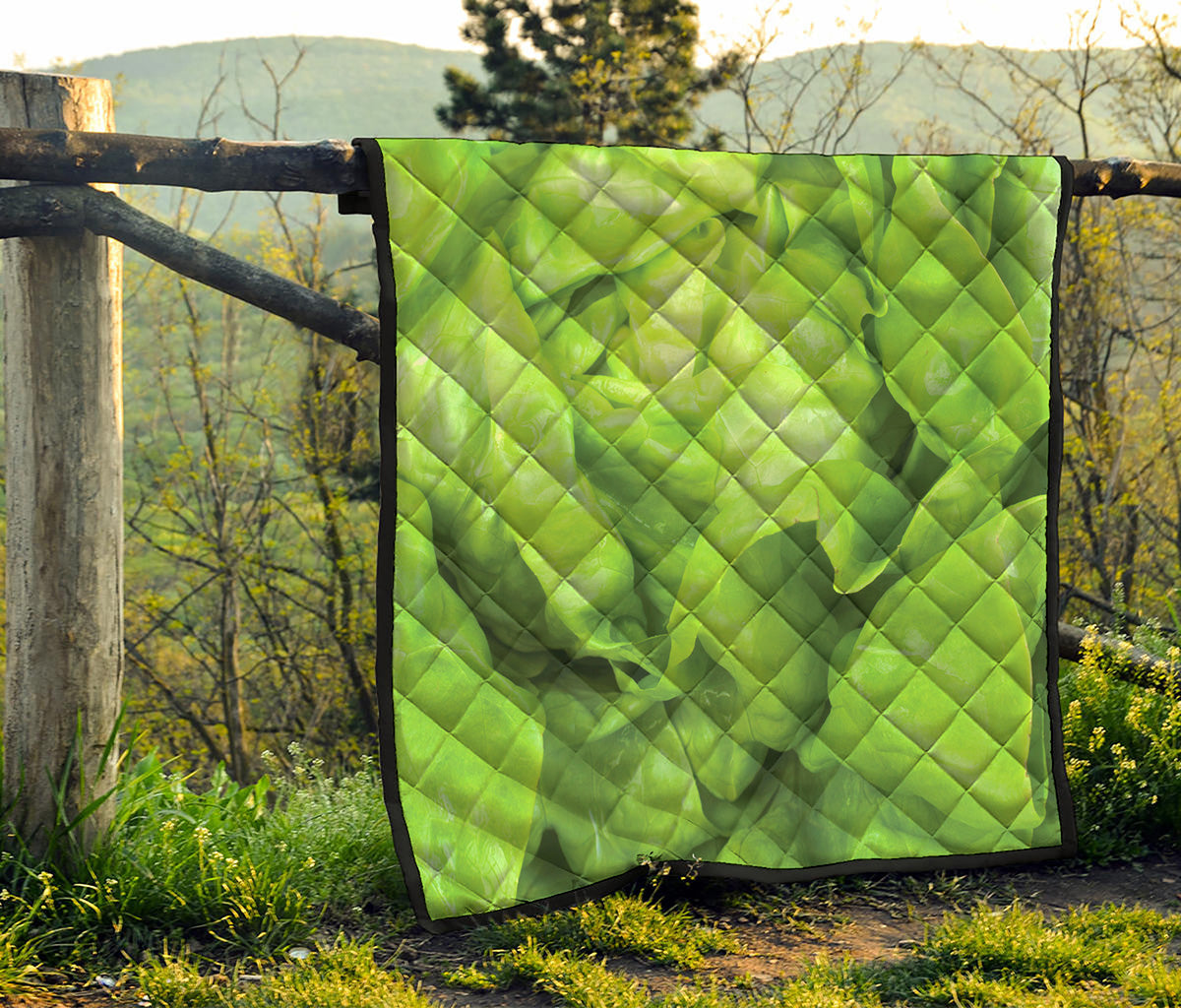 Green Lettuce Leaves Print Quilt