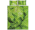 Green Lettuce Leaves Print Quilt Bed Set