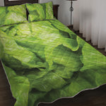 Green Lettuce Leaves Print Quilt Bed Set