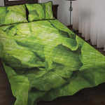 Green Lettuce Leaves Print Quilt Bed Set