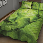 Green Lettuce Leaves Print Quilt Bed Set