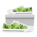Green Lettuce Leaves Print White Low Top Sneakers