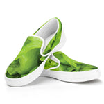 Green Lettuce Leaves Print White Slip On Shoes