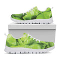 Green Lettuce Leaves Print White Running Shoes