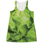 Green Lettuce Leaves Print Women's Racerback Tank Top