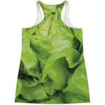 Green Lettuce Leaves Print Women's Racerback Tank Top