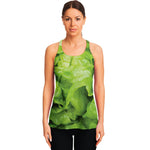 Green Lettuce Leaves Print Women's Racerback Tank Top