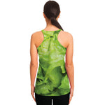 Green Lettuce Leaves Print Women's Racerback Tank Top