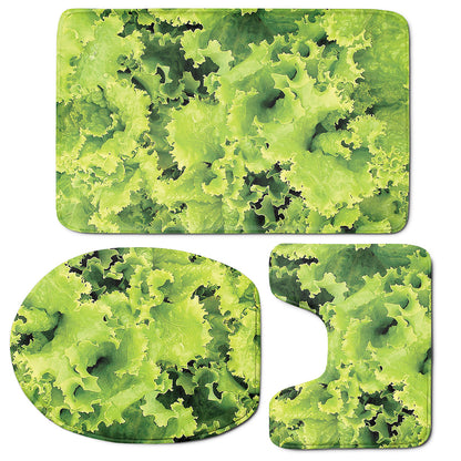 Green Lettuce Salad Print 3 Piece Bath Mat Set