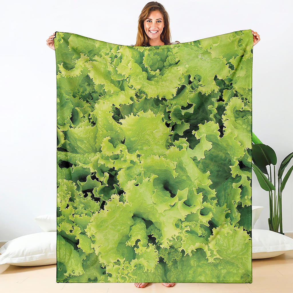 Green Lettuce Salad Print Blanket
