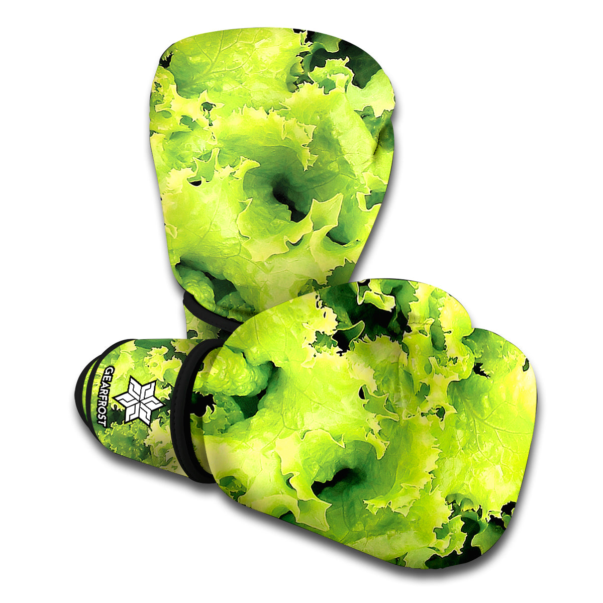 Green Lettuce Salad Print Boxing Gloves