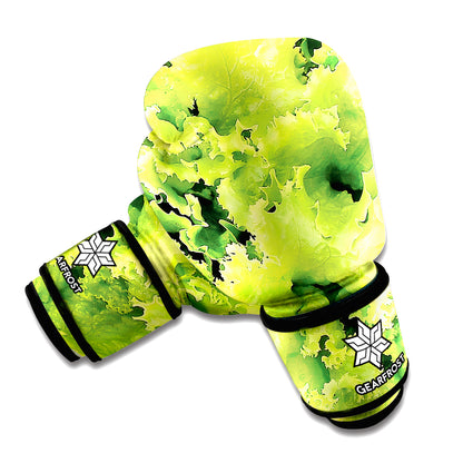 Green Lettuce Salad Print Boxing Gloves