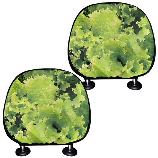 Green Lettuce Salad Print Car Headrest Covers