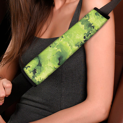 Green Lettuce Salad Print Car Seat Belt Covers