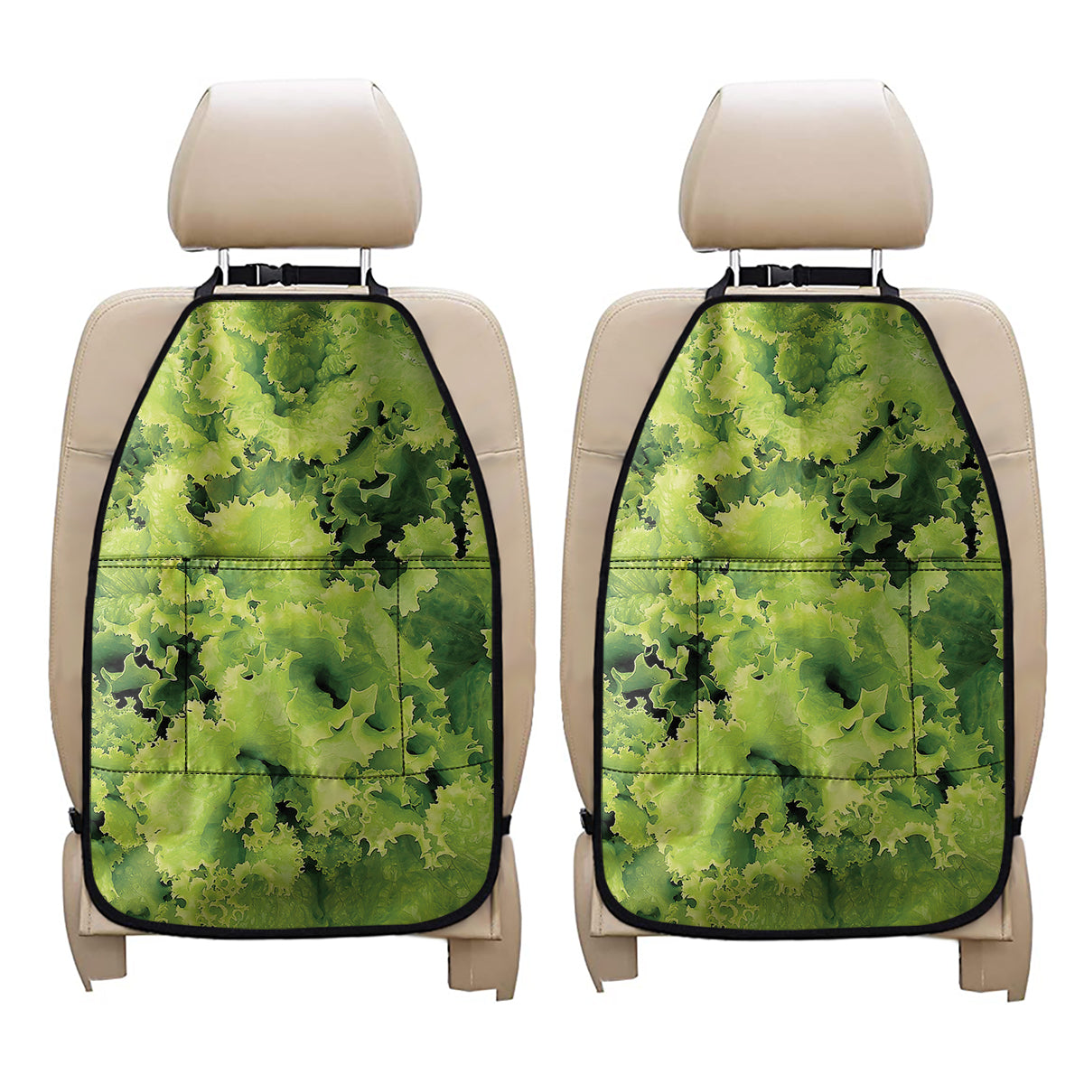 Green Lettuce Salad Print Car Seat Organizers