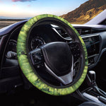 Green Lettuce Salad Print Car Steering Wheel Cover
