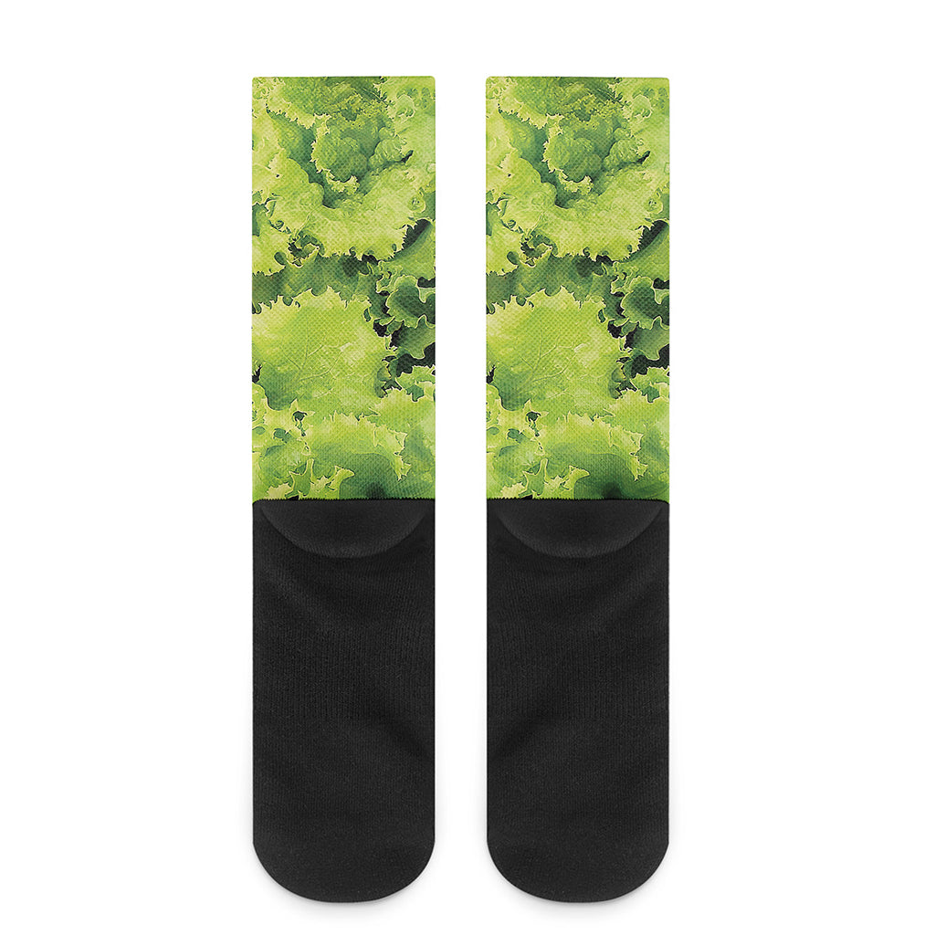 Green Lettuce Salad Print Crew Socks