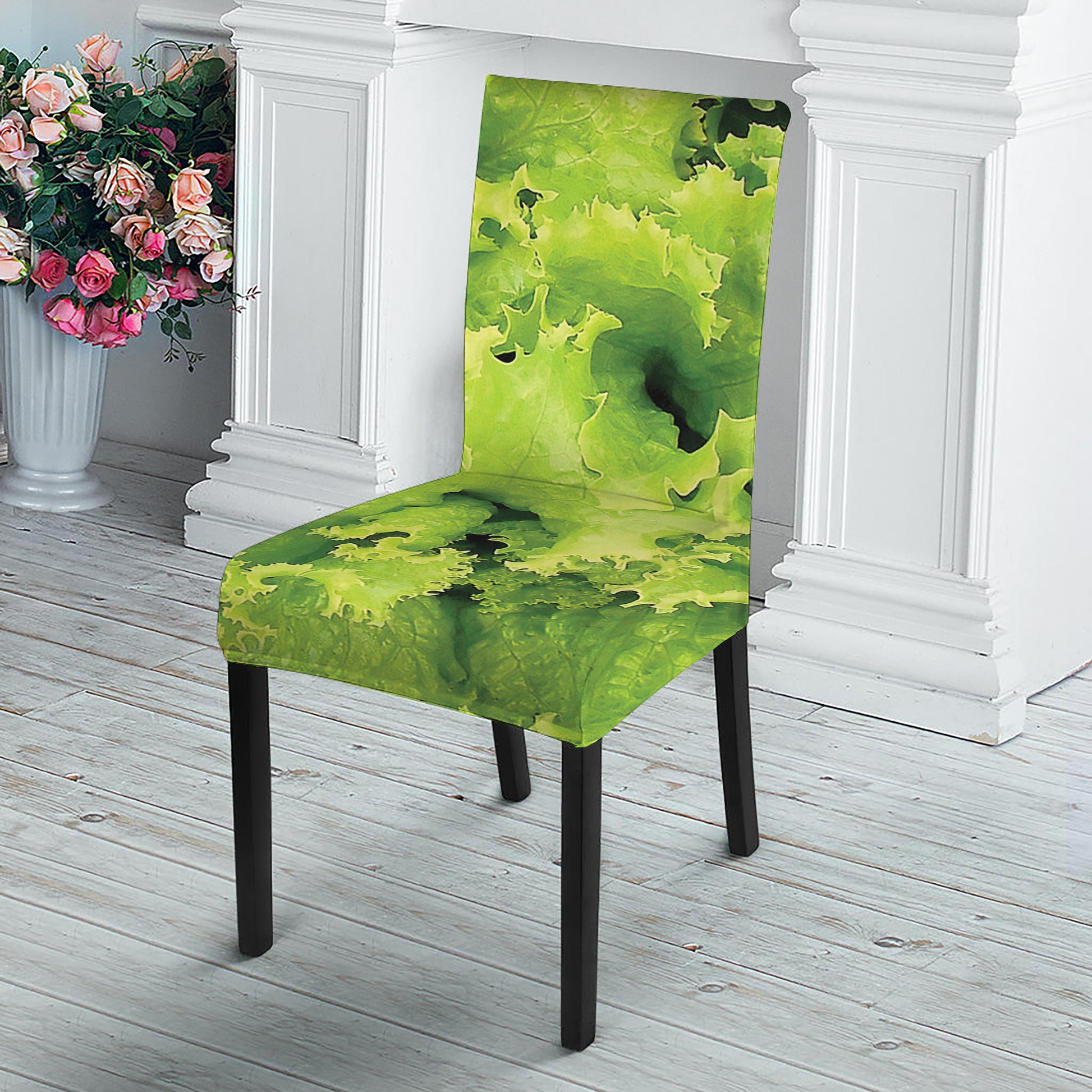 Green Lettuce Salad Print Dining Chair Slipcover