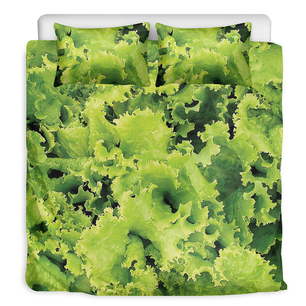 Green Lettuce Salad Print Duvet Cover Bedding Set