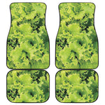 Green Lettuce Salad Print Front and Back Car Floor Mats