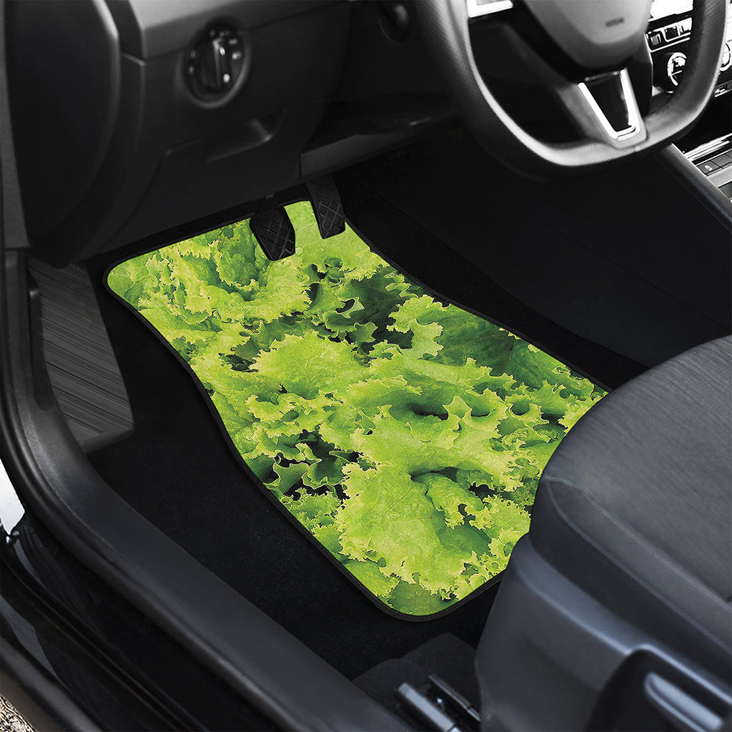 Green Lettuce Salad Print Front Car Floor Mats