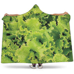 Green Lettuce Salad Print Hooded Blanket