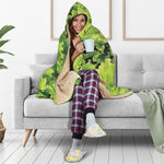 Green Lettuce Salad Print Hooded Blanket