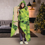 Green Lettuce Salad Print Hooded Blanket