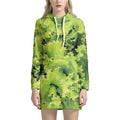Green Lettuce Salad Print Pullover Hoodie Dress