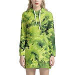Green Lettuce Salad Print Hoodie Dress