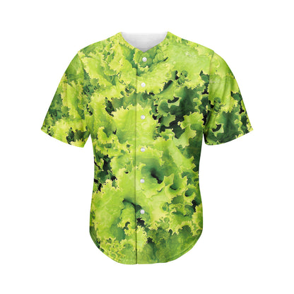Green Lettuce Salad Print Men's Baseball Jersey