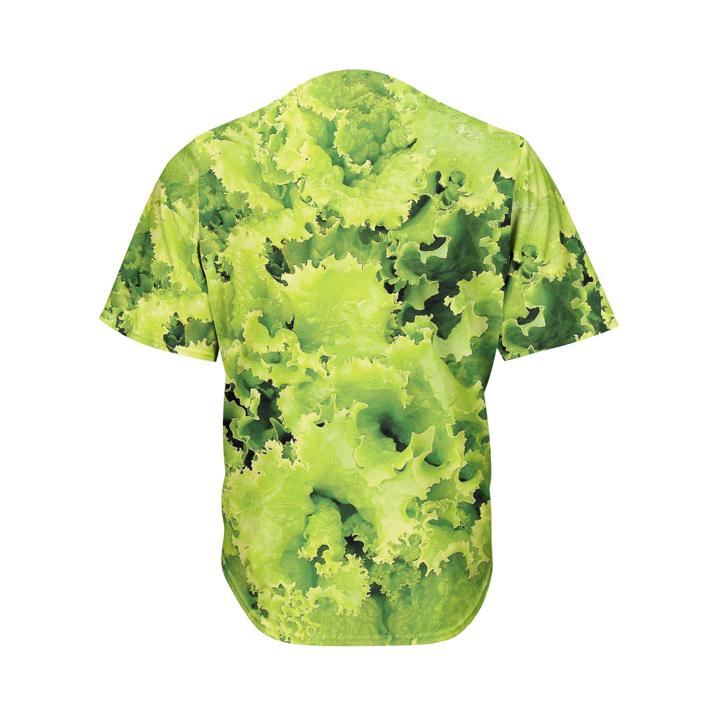 Green Lettuce Salad Print Men's Baseball Jersey