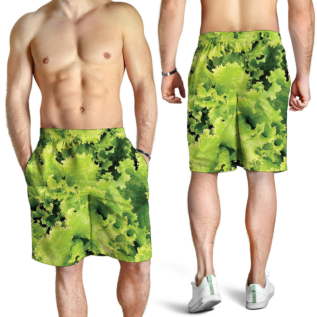 Green Lettuce Salad Print Men's Shorts
