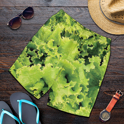 Green Lettuce Salad Print Men's Shorts