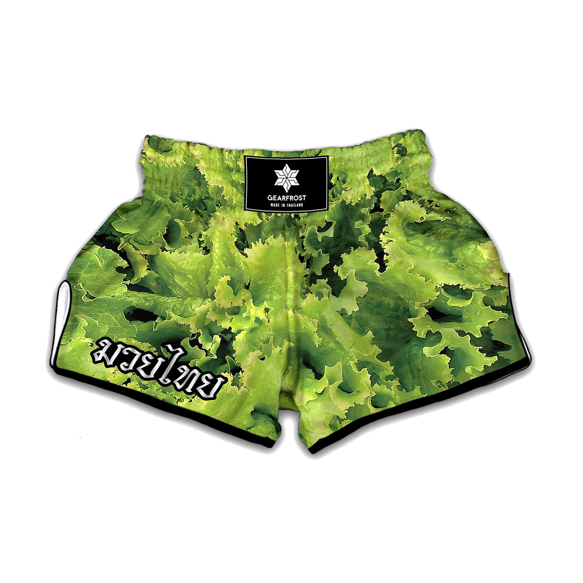 Green Lettuce Salad Print Muay Thai Boxing Shorts