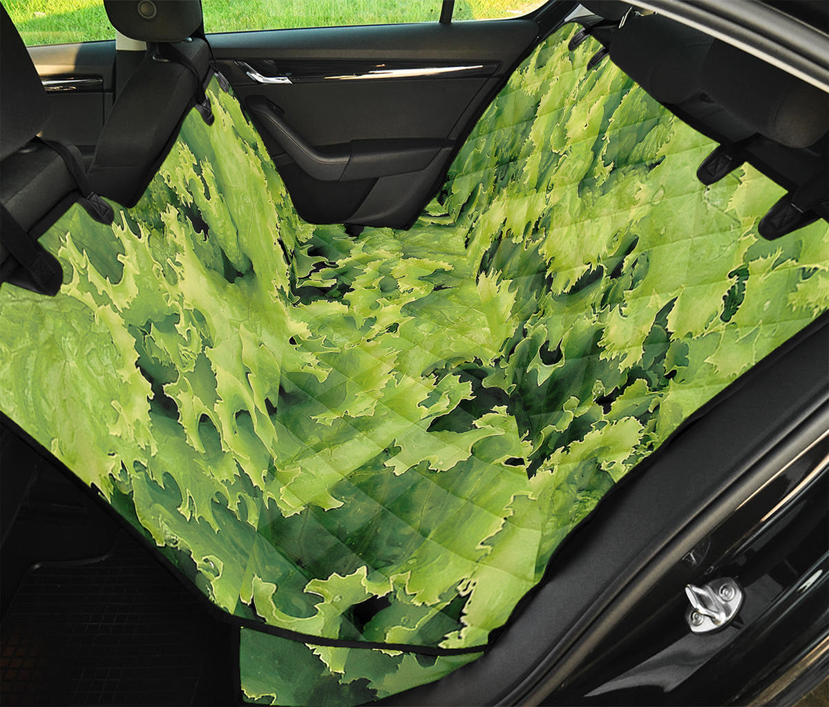 Green Lettuce Salad Print Pet Car Back Seat Cover
