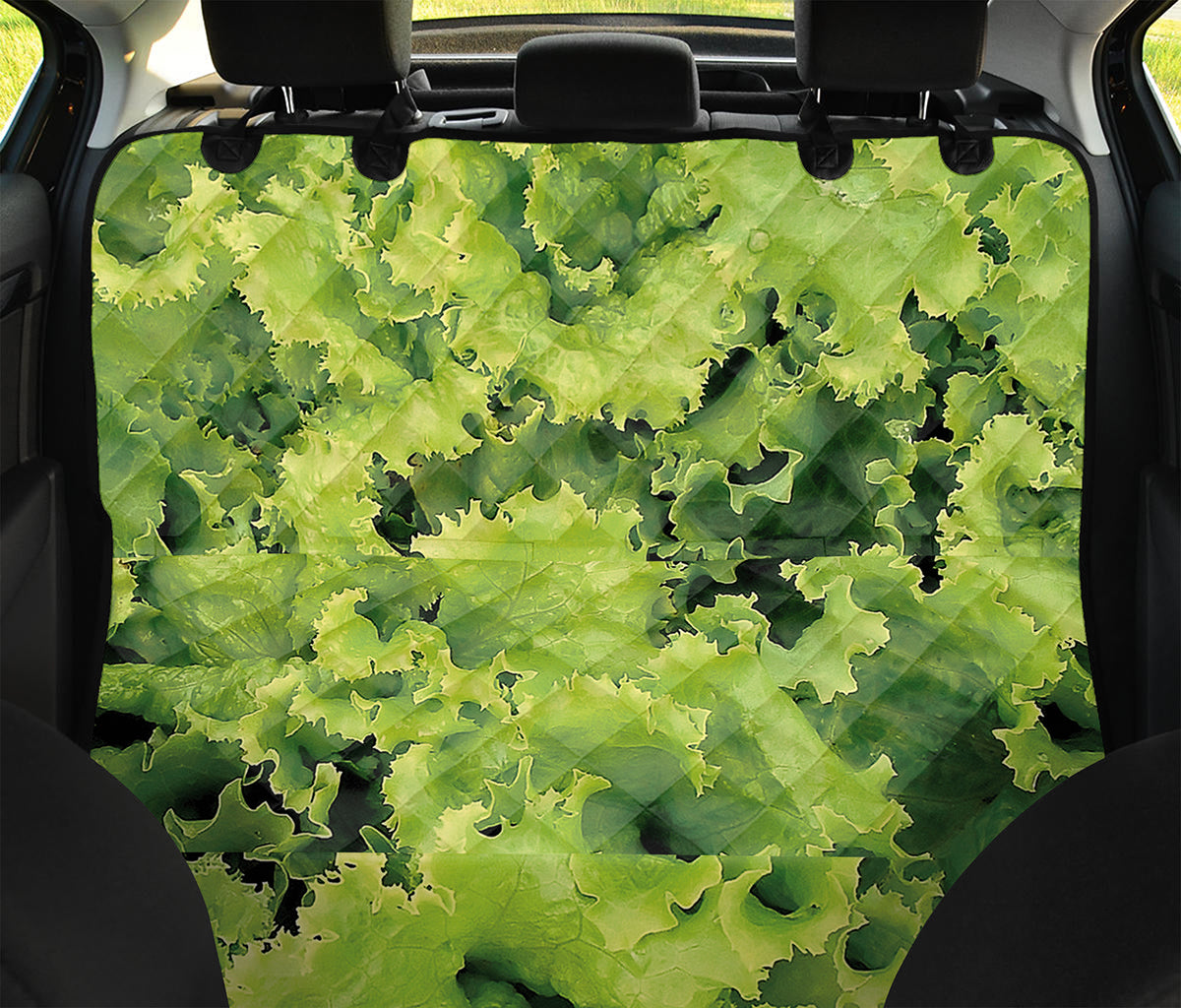 Green Lettuce Salad Print Pet Car Back Seat Cover