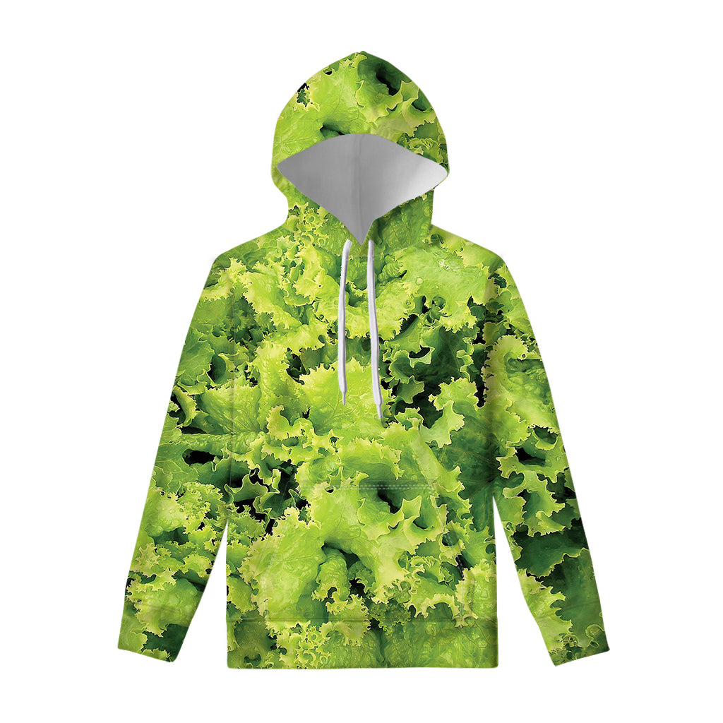 Green Lettuce Salad Print Pullover Hoodie