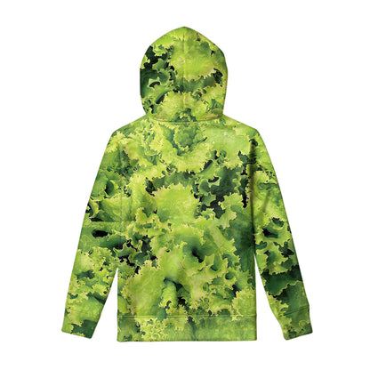Green Lettuce Salad Print Pullover Hoodie