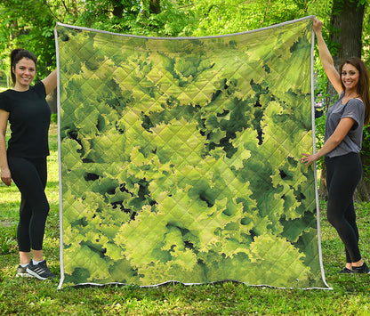 Green Lettuce Salad Print Quilt