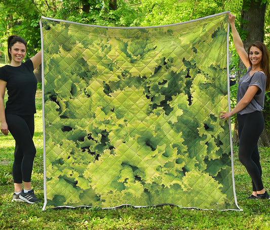 Green Lettuce Salad Print Quilt