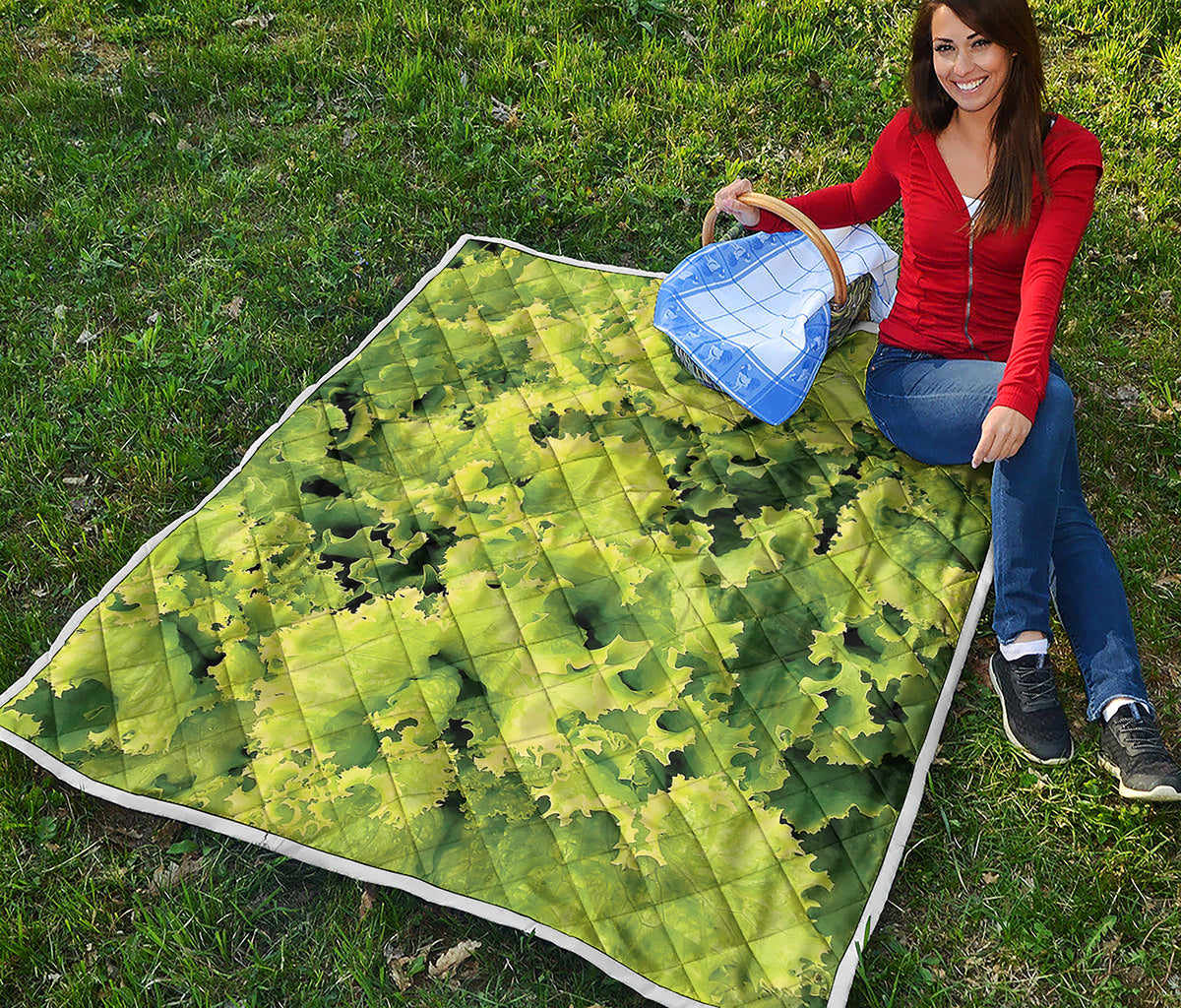 Green Lettuce Salad Print Quilt