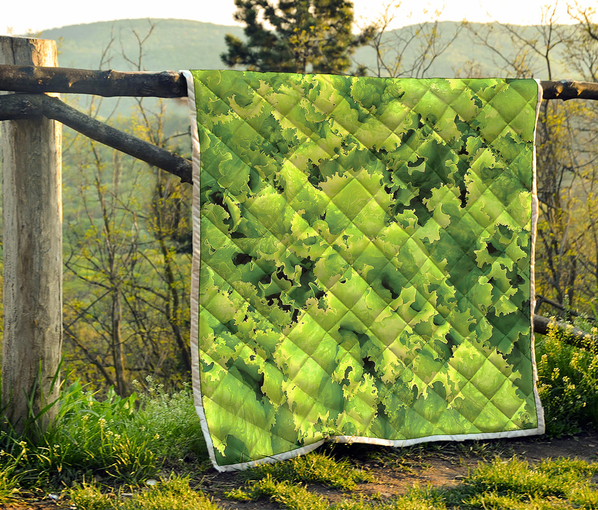 Green Lettuce Salad Print Quilt