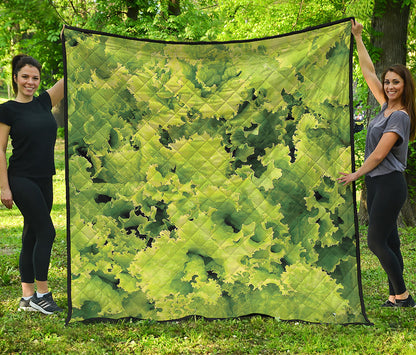 Green Lettuce Salad Print Quilt