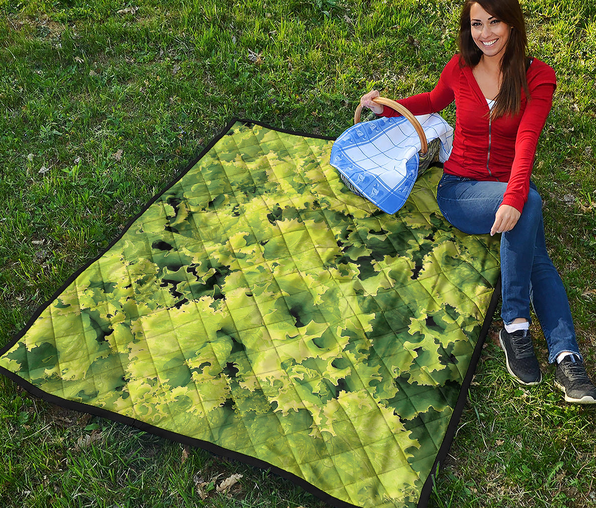 Green Lettuce Salad Print Quilt
