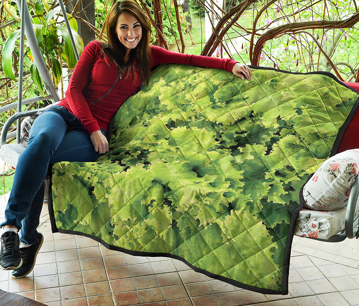 Green Lettuce Salad Print Quilt