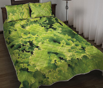 Green Lettuce Salad Print Quilt Bed Set