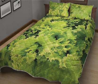 Green Lettuce Salad Print Quilt Bed Set